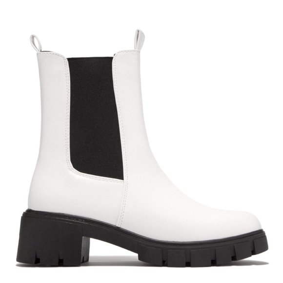 White Lug Chunky heel combat boots - Picture 3 of 5